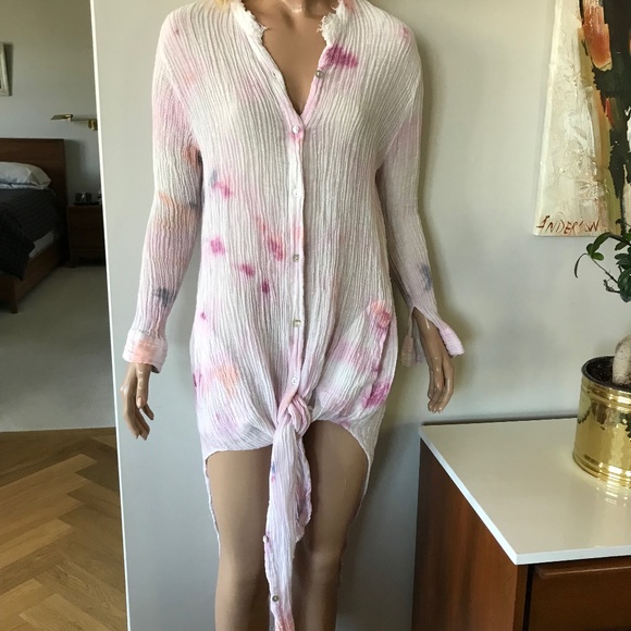 Free People Tie-Dye Button-Up Midi Dress - Picture 9 of 11